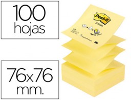 Bloc de 100 z-notas adhesivas quita y pon Post-it zig-zag 76x76mm. amarillo